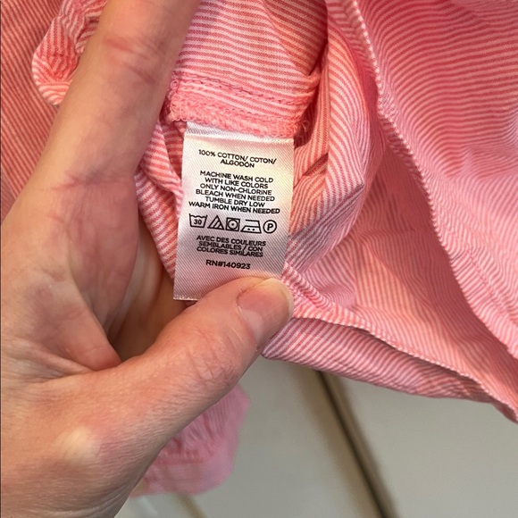 LOFT Pink Ruffled button down Small - Picture 5 of 8